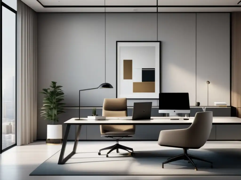 Espacioso y moderno despacho minimalista Espacio de oficina moderno con decoración minimalista y regulaciones legales marketing de afiliados