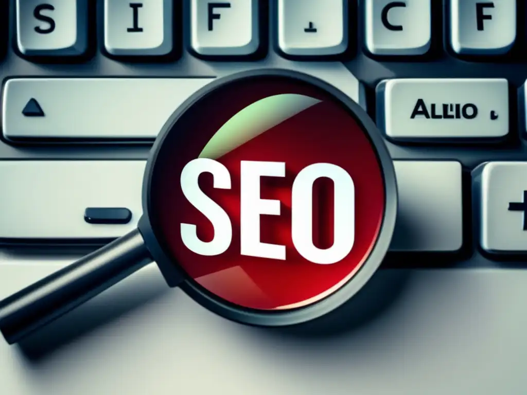 Optimización SEO para afiliados Magnifying glass highlighting SEO strategies for affiliate campaigns