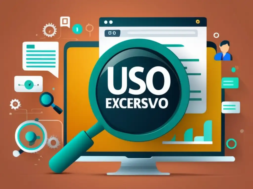 Problemas SEO: Exceso, Duplicado, UX Ilustración SEO: Uso excesivo palabras clave, contenido duplicado, mala UX