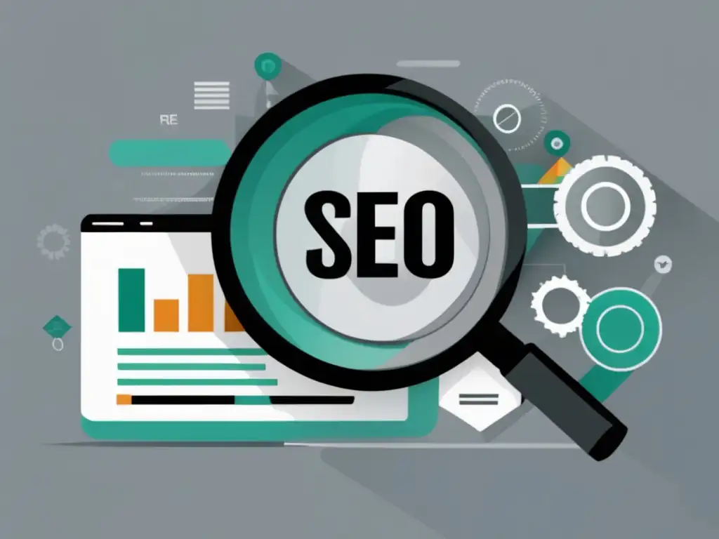 SEO en marketing de afiliación Ilustración moderna y minimalista de SEO en marketing de afiliados: investigación de palabras clave y optimización