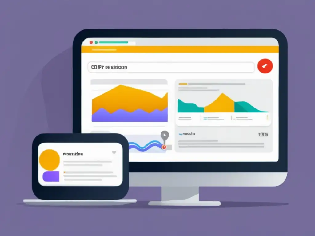 Website en primer lugar en SERP Ilustración moderna con SERP y estrategias de SEO para marketing de afiliados