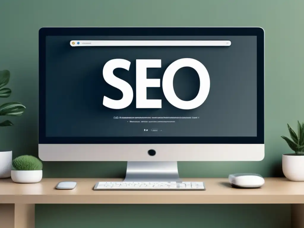 Imagen SEO: Búsqueda de Imagen 8k con diseño minimalista y moderno, con pantalla de búsqueda y 'SEO en marketing de afiliados'