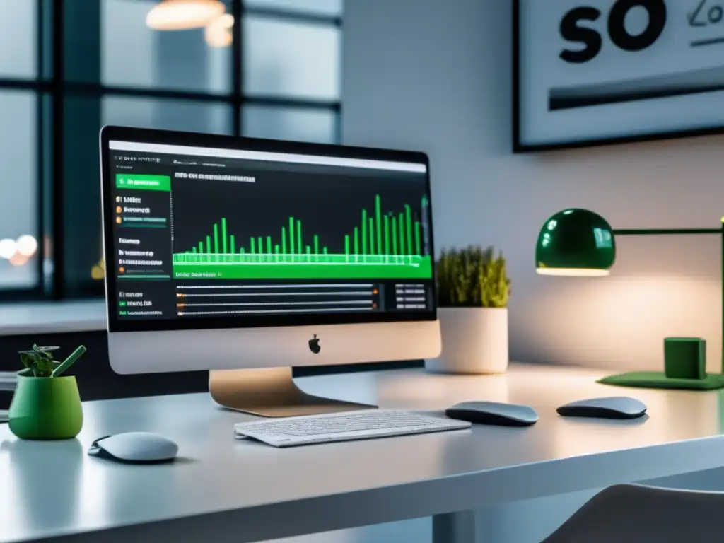 Espacio de trabajo minimalista y profesional Espacio de trabajo moderno y minimalista con herramientas SEO para marketing de afiliados
