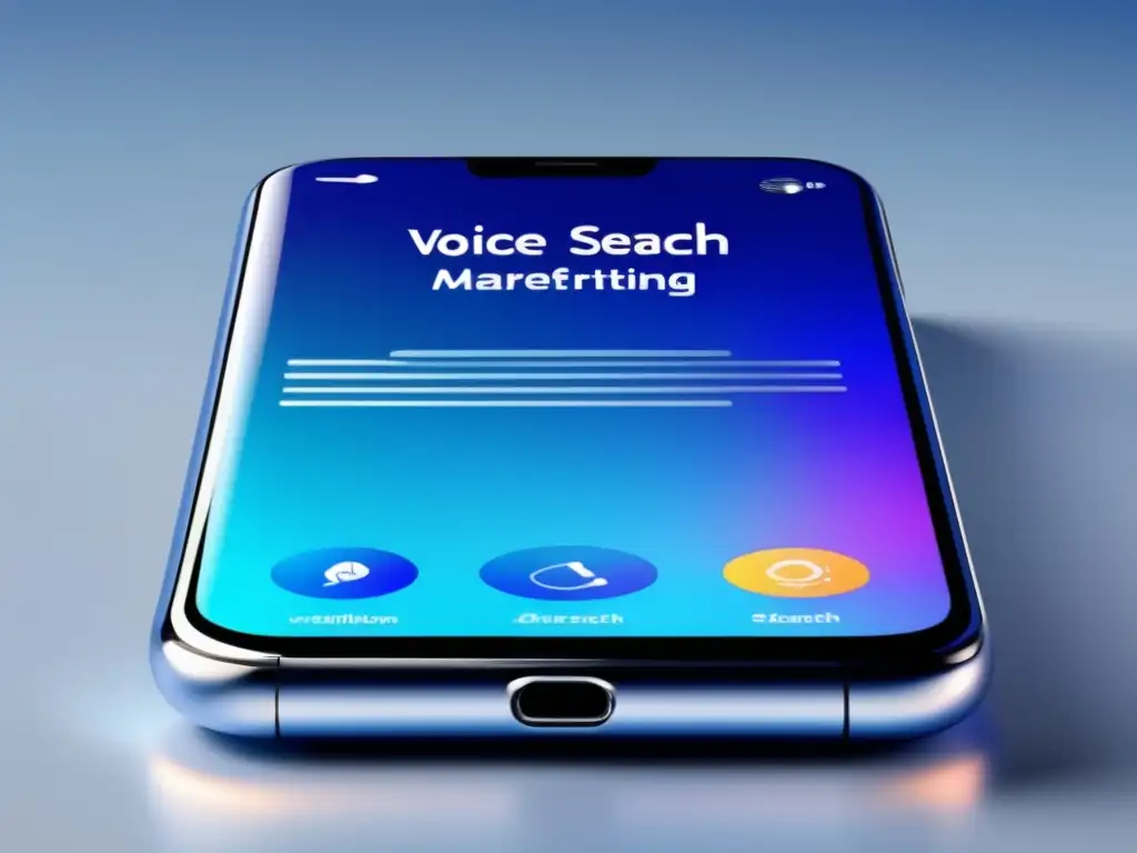 Smartphone moderno con búsqueda por voz Smartphone moderno con búsqueda por voz, estrategias de SEO para marketing de afiliados en búsqueda por voz