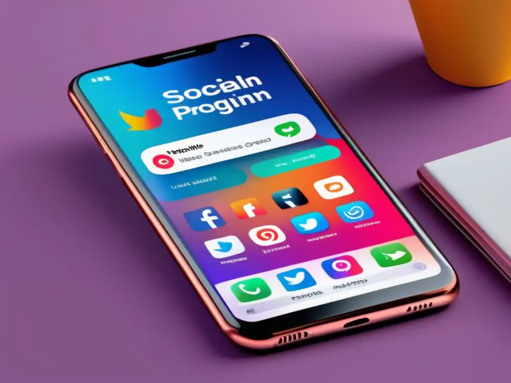 Smartphone con app de afiliados en pantalla Smartphone mostrando programa afiliado en redes sociales