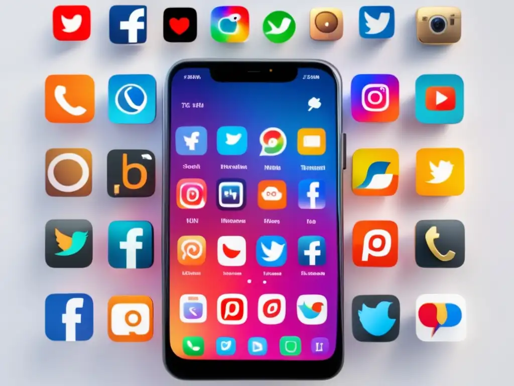 Smartphone promocionando marketing de afiliados Smartphone minimalista 8k con pantalla vibrante, redes sociales y estrategias de marketing de afiliados más efectivas