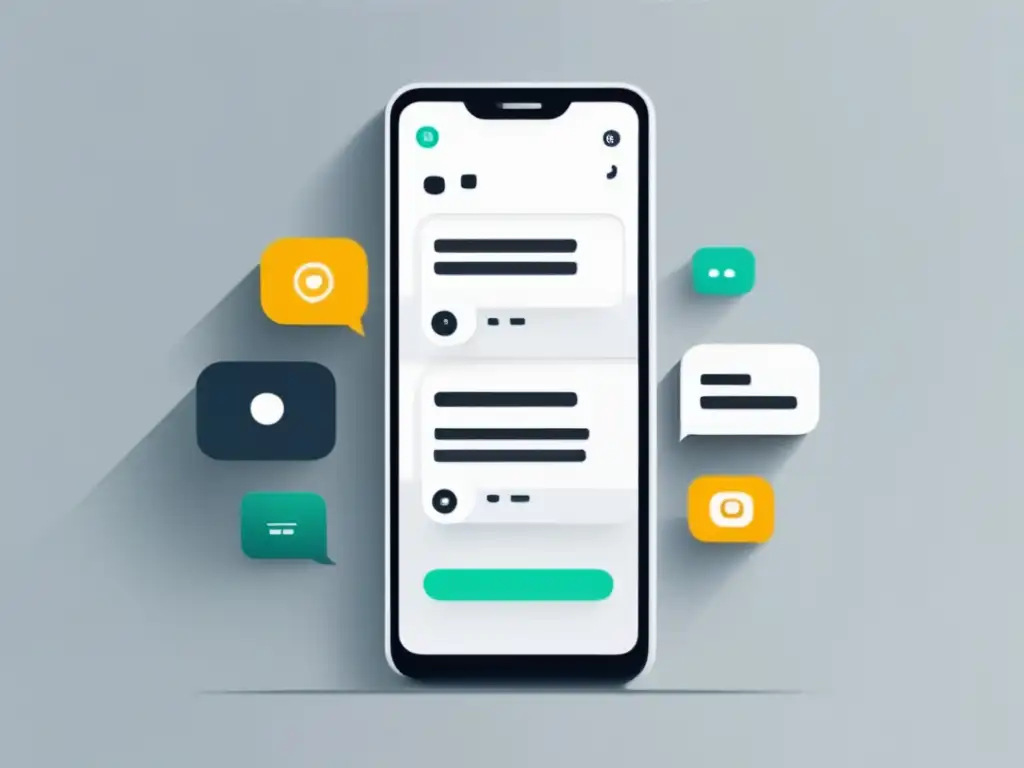 Smartphone con chatbot para mejorar servicio al cliente Smartphone blanco con chatbot, mejora servicio al cliente mediante chatbots - optimización de conversiones