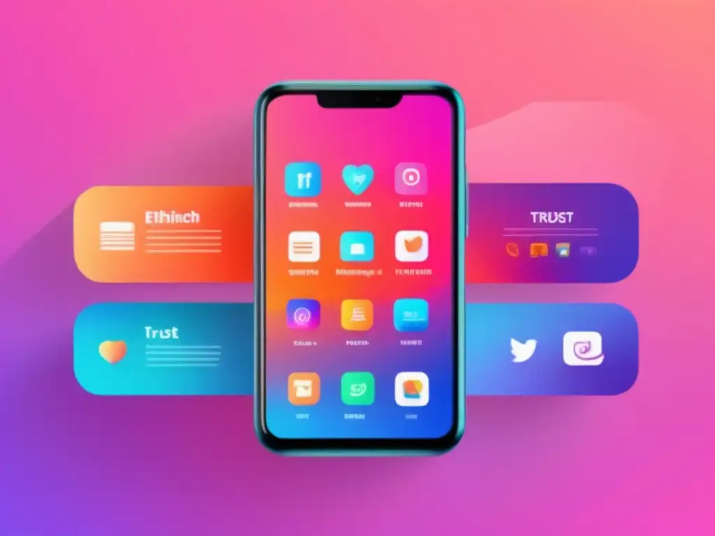 Smartphone ético con iconos representando principios de marketing Smartphone elegante que muestra principios éticos en el marketing de afiliados
