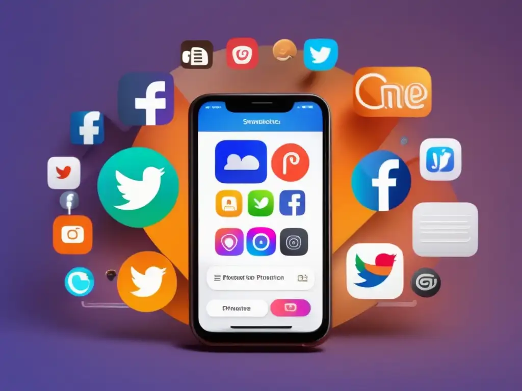 Smartphone promocionando productos en redes sociales Smartphone moderno promocionando programas de afiliados en redes sociales