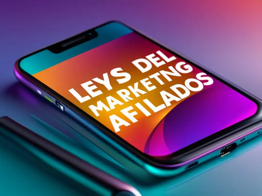 Smartphone y leyes del marketing de afiliados Smartphone moderno con lupa revelando