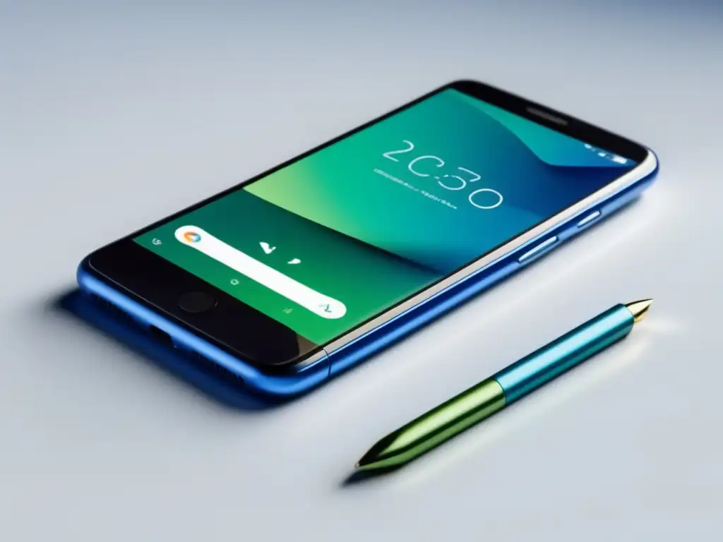 Smartphone minimalista con sitio web atractivo y responsive Smartphone minimalista con diseño moderno y vibrante, destacando estrategias de SEO móvil para afiliados