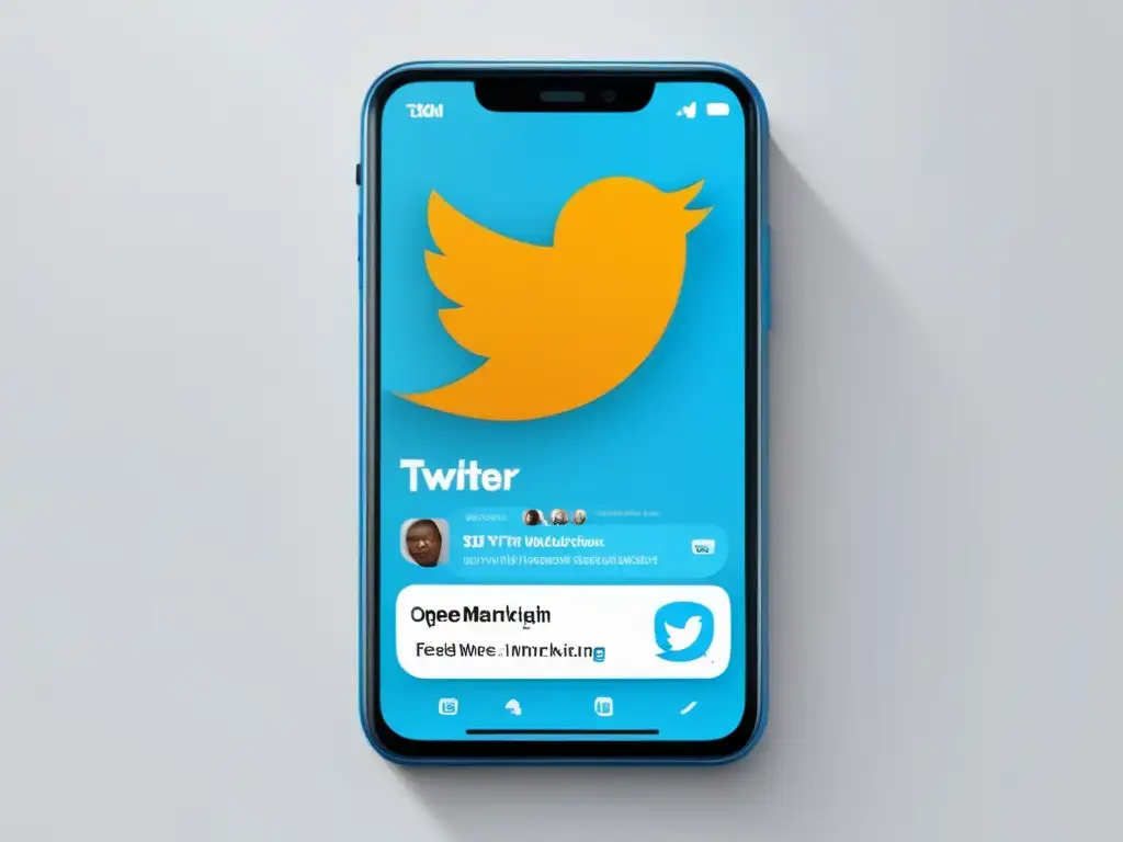 Smartphone con app de Twitter para marketing de afiliados Teléfono moderno y minimalista con Twitter, estrategias para aumentar ventas de afiliados