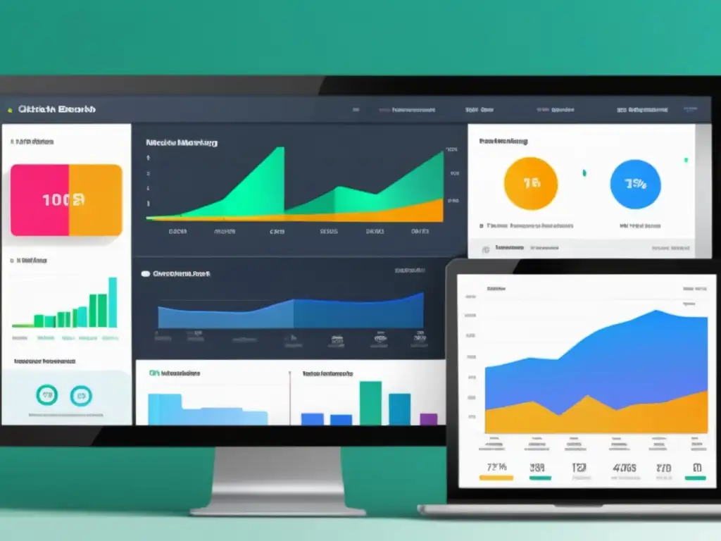 Dashboard de marketing digital moderno Tablero de marketing digital minimalista y moderno con métricas clave para estrategias avanzadas en marketing de afiliados