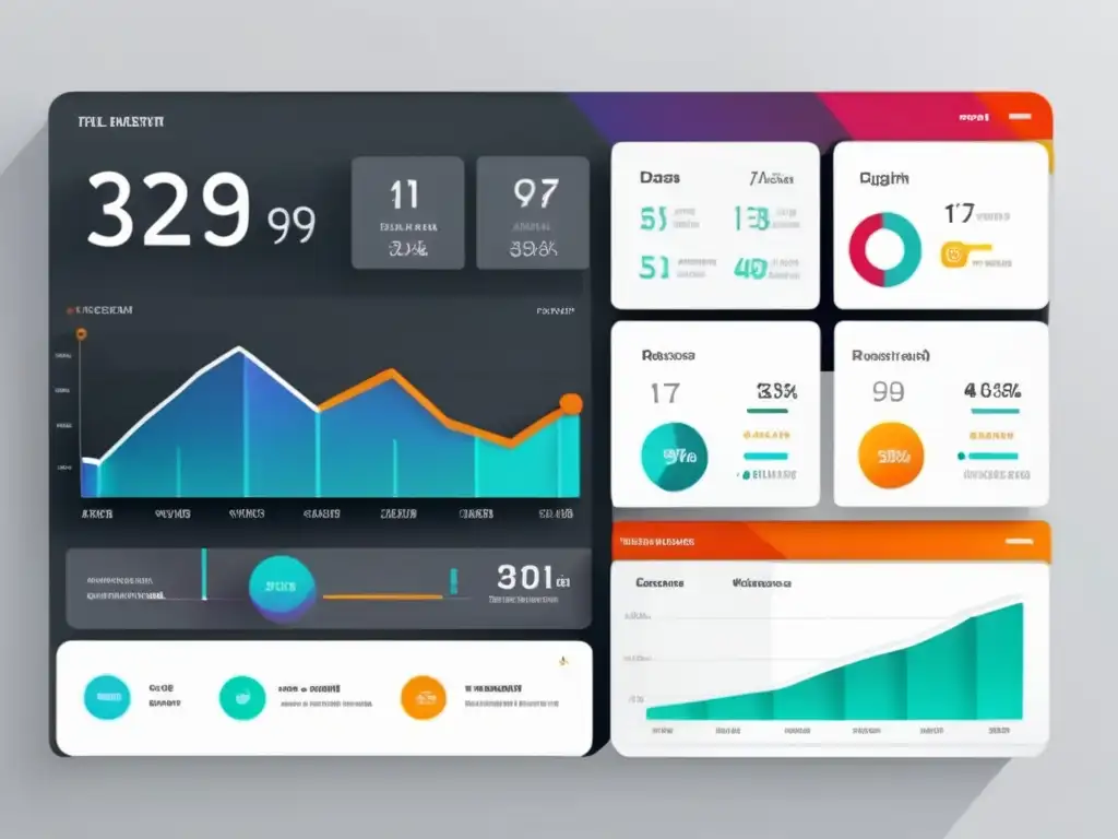 Dashboard de datos futurista Tablero digital moderno y minimalista con datos en tiempo real y métricas de conversión en marketing de afiliados