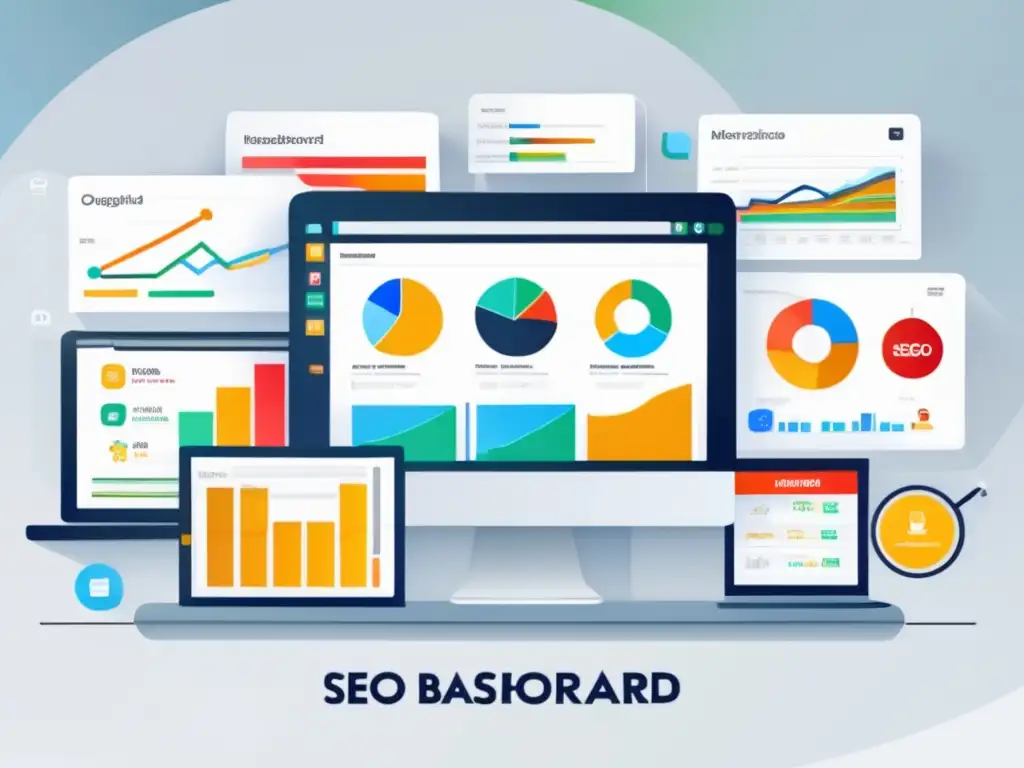 Herramientas de SEO para afiliados en moderno y minimalista dashboard
