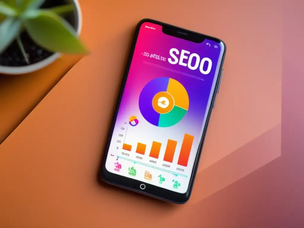 Smartphone y gráfico de ganancias de afiliados Smartphone con pantalla vibrante y gráfico de crecimiento de ganancias como afiliado, destacando estrategias de SEO