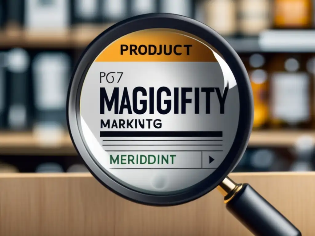 Magnifying glass reveals product label Dilemas legales y éticos en marketing de afiliados