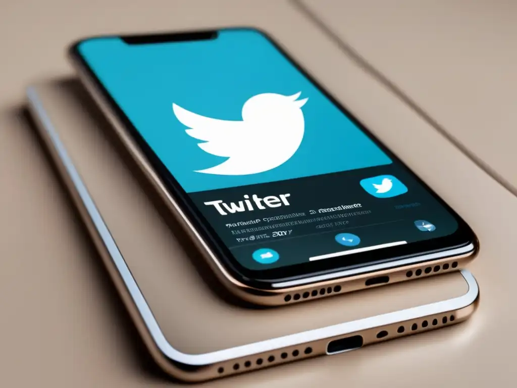 Interfaz minimalista de Twitter en smartphone Captura de pantalla de Twitter con estrategias para aumentar ventas de afiliados