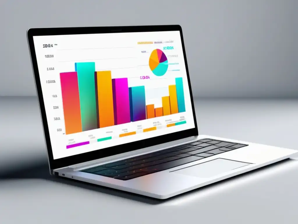 Laptop blanco con visualización de datos Laptop blanco con visualización de datos vibrante: estrategias de análisis avanzado para mejorar conversiones en marketing de afiliados