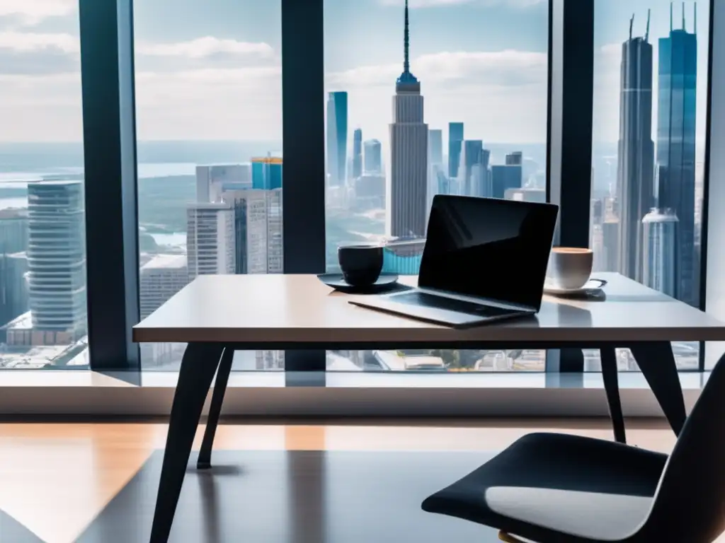 Espacio de trabajo minimalista con vista panorámica a la ciudad Espacio de trabajo minimalista con vista panorámica a la ciudad - estrategias efectivas de marketing de afiliados