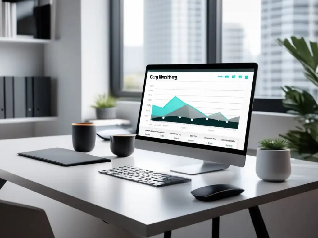 Espacio de trabajo minimalista eficiente y profesional Oficina minimalista para estrategias efectivas de marketing de afiliados