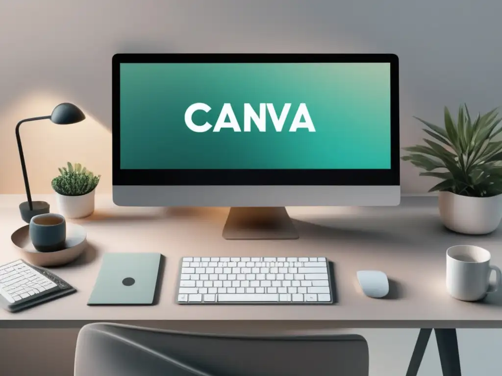 Espacio de trabajo moderno con Canva Espacio de trabajo moderno y elegante con diseño Canva para marketing de afiliados