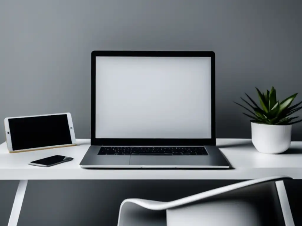 Espacio de trabajo minimalista y moderno con una estrategia efectiva Espacio de trabajo minimalista y moderno que representa la estrategia de contenido efectiva para afiliados