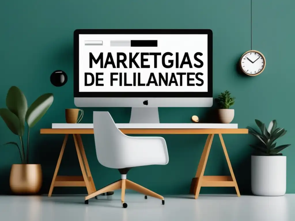 Espacio de trabajo digital minimalista y moderno Estrategias básicas para comenzar en el marketing de afiliados: workspace profesional y minimalista