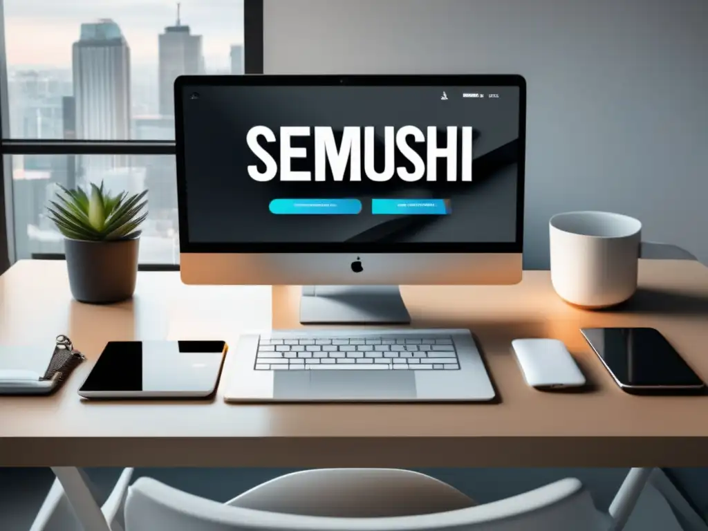 Espacio de trabajo moderno y eficiente Espacio de trabajo minimalista con herramientas de SEO para afiliados