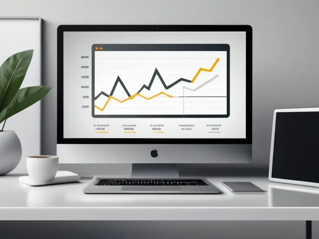 Espacio de trabajo minimalista y moderno Escritorio minimalista de mármol blanco con laptop plateada y notas sobre pasos clave para éxito en marketing de afiliados