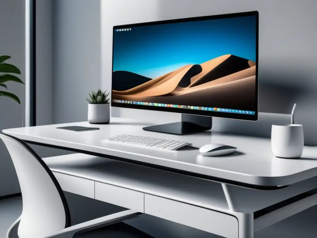Espacio de trabajo minimalista y moderno Espacio de trabajo minimalista con herramientas de automatización y marketing de afiliados