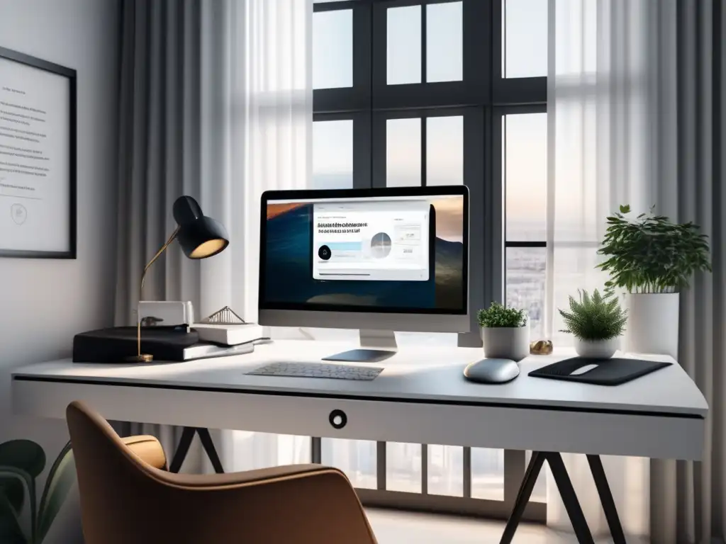 Espacio de trabajo moderno y minimalista Espacio de trabajo moderno con herramientas SEO para marketing de afiliados