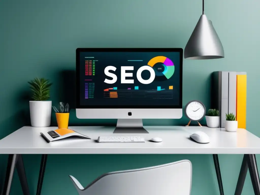 Espacio de trabajo minimalista y moderno Espacio de trabajo moderno con herramientas de SEO para marketing de afiliados