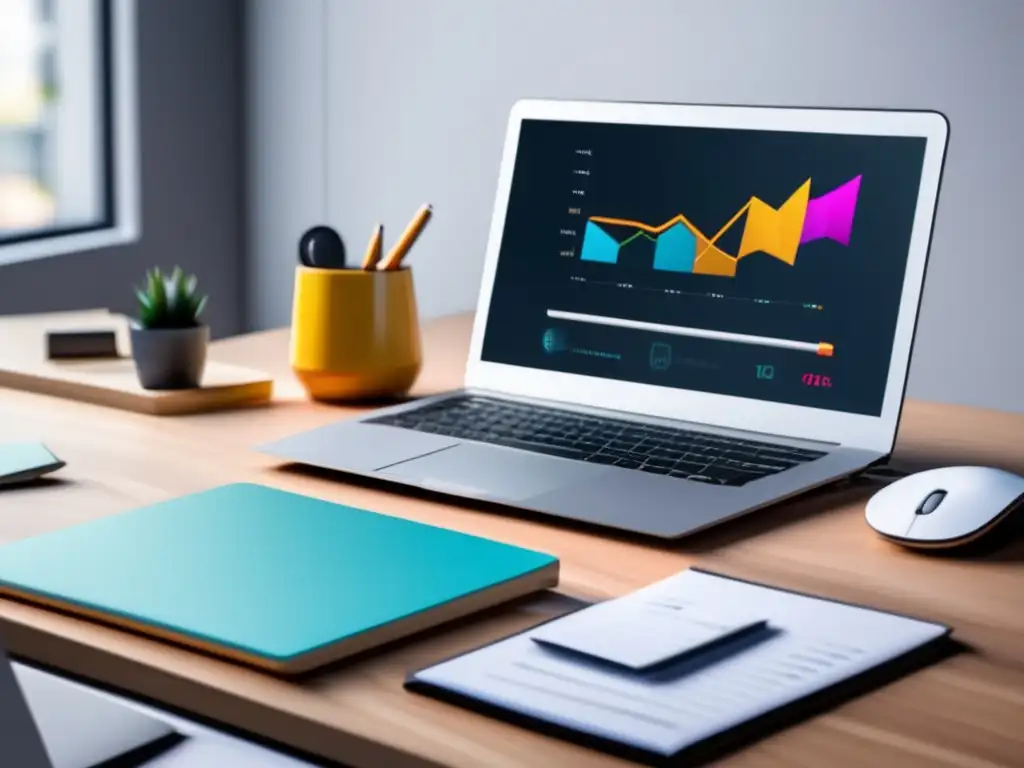 Espacio de trabajo elegante y eficiente Espacio de trabajo minimalista con herramientas de optimización de conversiones para marketing de afiliados