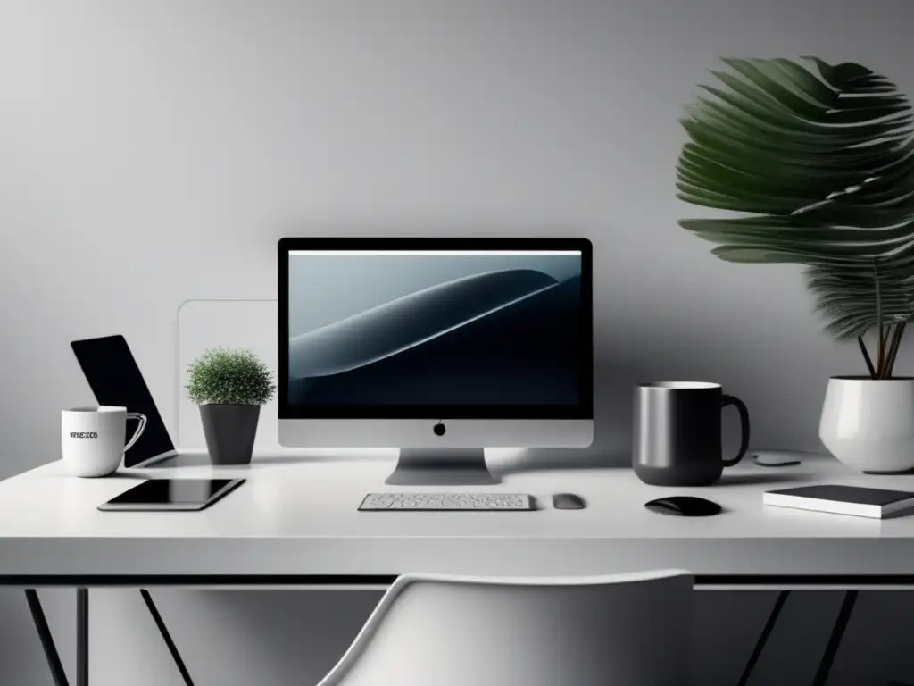 Espacio de trabajo moderno y minimalista Espacio de trabajo moderno con escritorio blanco, laptop y motivación