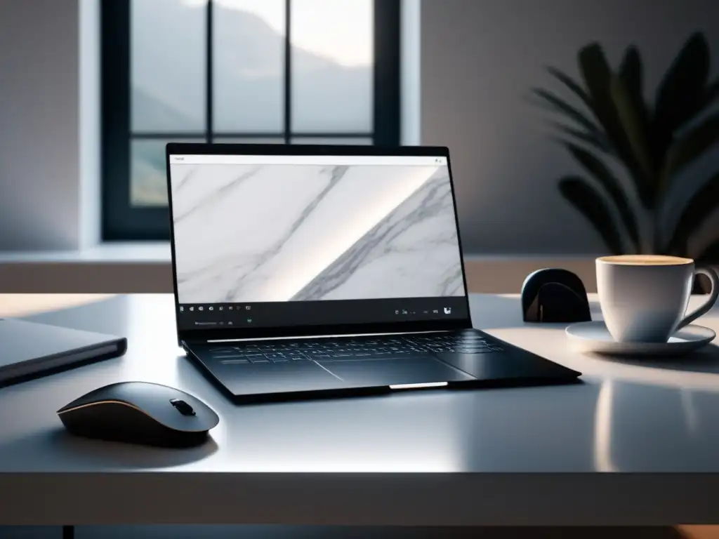 Espacio de trabajo minimalista Espacio de trabajo moderno con herramientas de research de mercado para marketing de afiliados