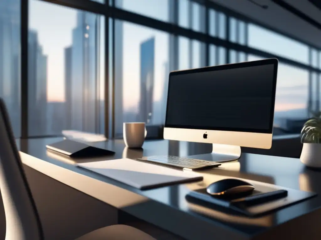 Espacio de trabajo moderno y minimalista con escritorio de vidrio Espacio de trabajo moderno y minimalista - herramientas para mejorar las conversiones en el marketing de afiliados