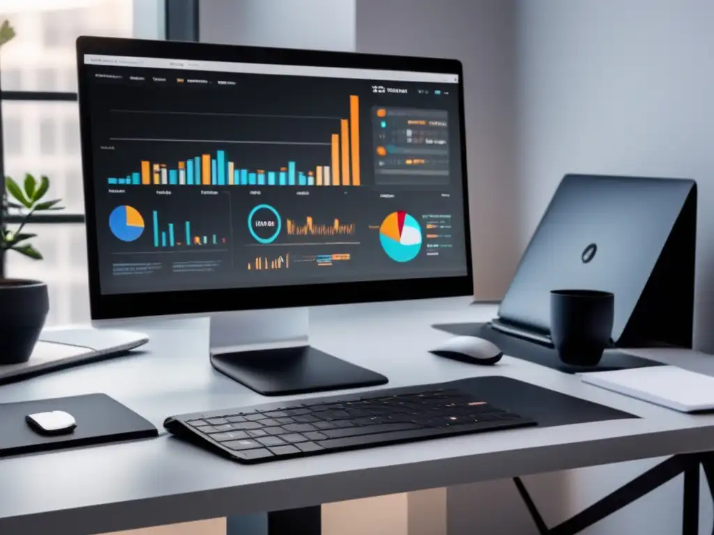 Espacio de trabajo minimalista con herramientas de productividad para afiliados en el marketing de afiliados